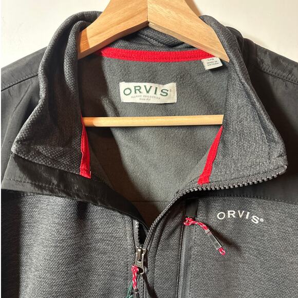 Orvis Bonded Mesh Full Zip Jacket Size L Gray Black Fleece Outdoor Hiking Casual - Picture 4 of 13
